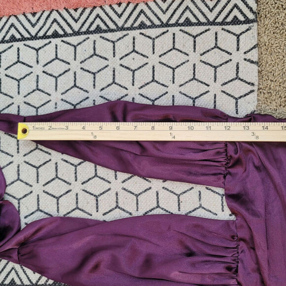 LUCY IN THE SKY WAVERLY SATIN MINI DRESS IN PURPLE, SZ LARGE - Picture 14 of 16